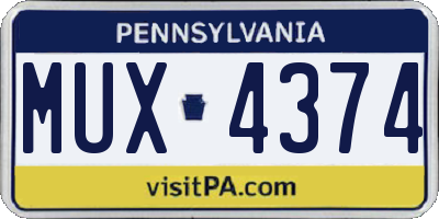 PA license plate MUX4374