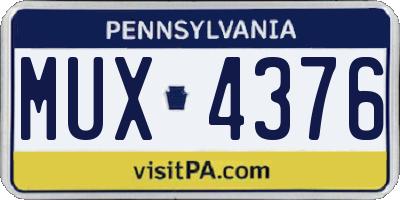 PA license plate MUX4376