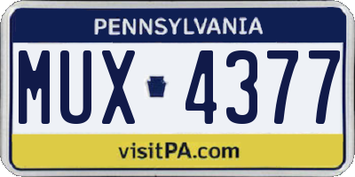 PA license plate MUX4377