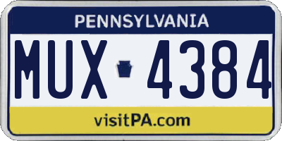 PA license plate MUX4384