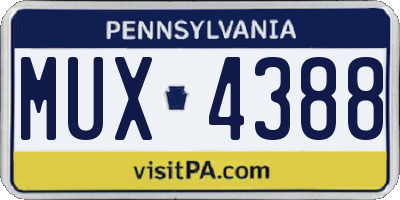 PA license plate MUX4388