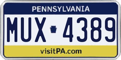 PA license plate MUX4389