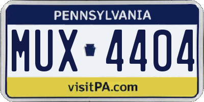 PA license plate MUX4404
