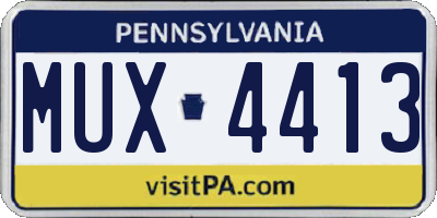 PA license plate MUX4413