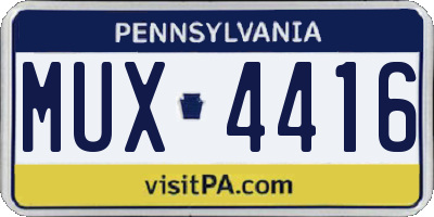 PA license plate MUX4416