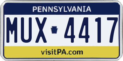 PA license plate MUX4417