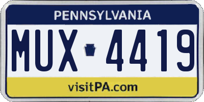 PA license plate MUX4419