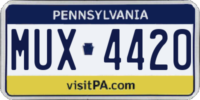 PA license plate MUX4420