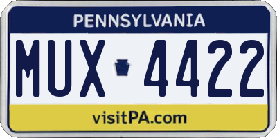 PA license plate MUX4422