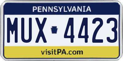 PA license plate MUX4423
