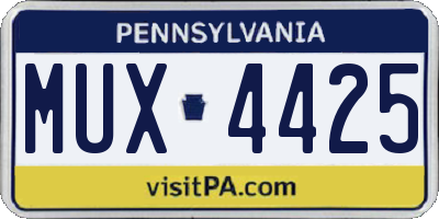 PA license plate MUX4425
