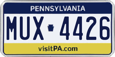 PA license plate MUX4426