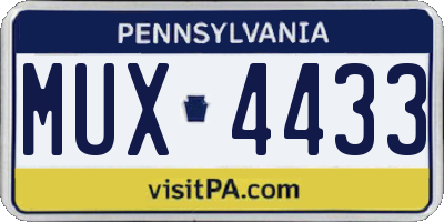 PA license plate MUX4433