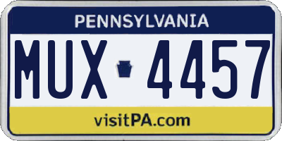 PA license plate MUX4457