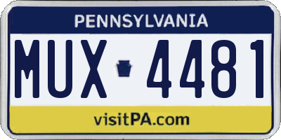 PA license plate MUX4481