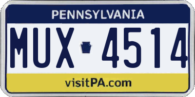 PA license plate MUX4514