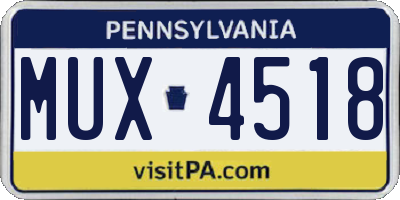 PA license plate MUX4518