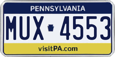 PA license plate MUX4553