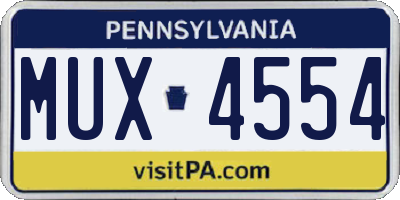 PA license plate MUX4554