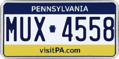 PA license plate MUX4558