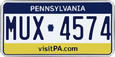 PA license plate MUX4574