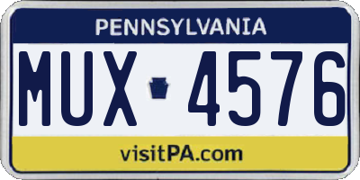 PA license plate MUX4576
