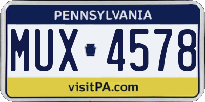 PA license plate MUX4578