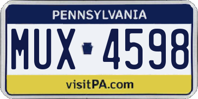 PA license plate MUX4598