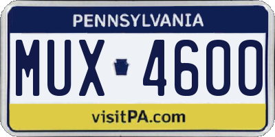 PA license plate MUX4600