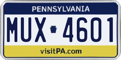 PA license plate MUX4601