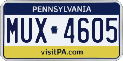PA license plate MUX4605