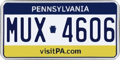 PA license plate MUX4606