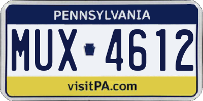 PA license plate MUX4612