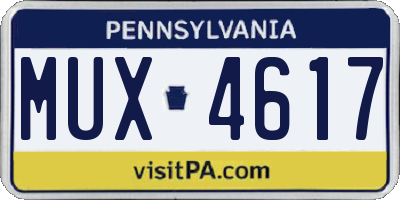 PA license plate MUX4617