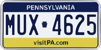 PA license plate MUX4625