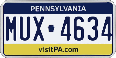 PA license plate MUX4634