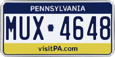 PA license plate MUX4648