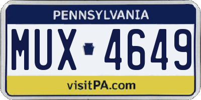 PA license plate MUX4649