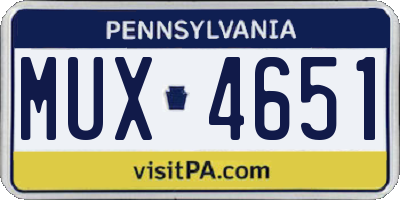 PA license plate MUX4651