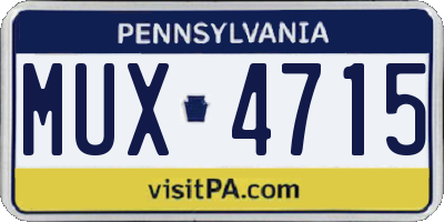 PA license plate MUX4715