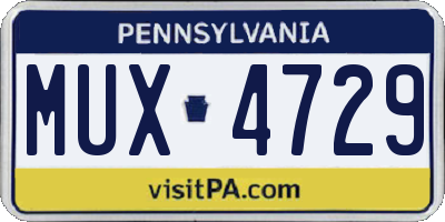 PA license plate MUX4729