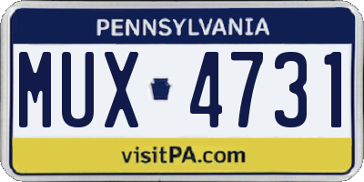 PA license plate MUX4731