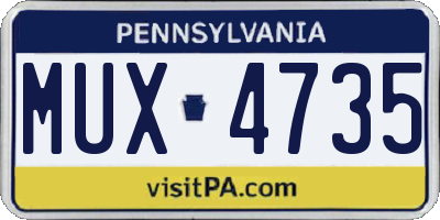 PA license plate MUX4735