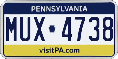 PA license plate MUX4738