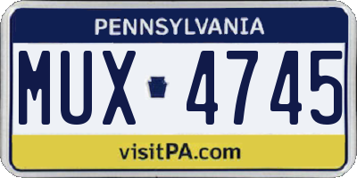 PA license plate MUX4745