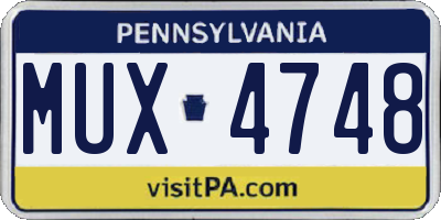 PA license plate MUX4748