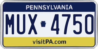 PA license plate MUX4750
