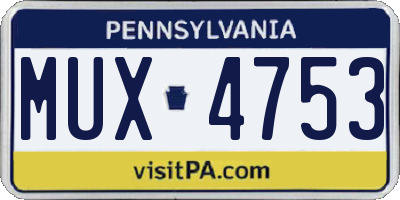 PA license plate MUX4753