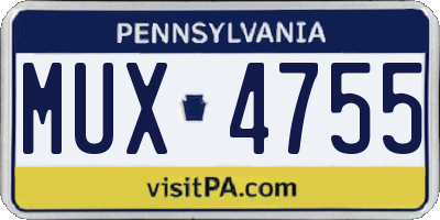 PA license plate MUX4755