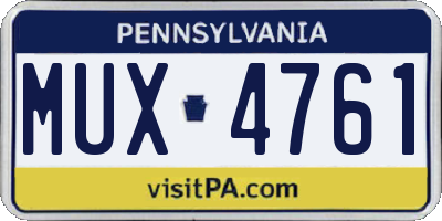 PA license plate MUX4761